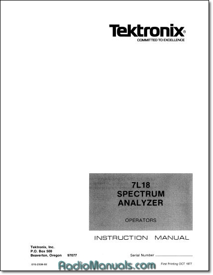 Tektronix 7L18 Instruction Manual Tektronix 7L18 Instruction Manual